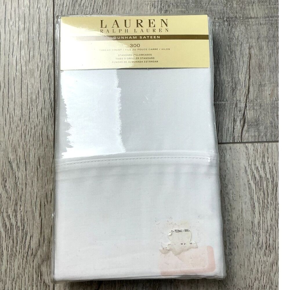 NEW Lauren Ralph Lauren Dunham Sateen Pillowcases Standard White 300TC NIP